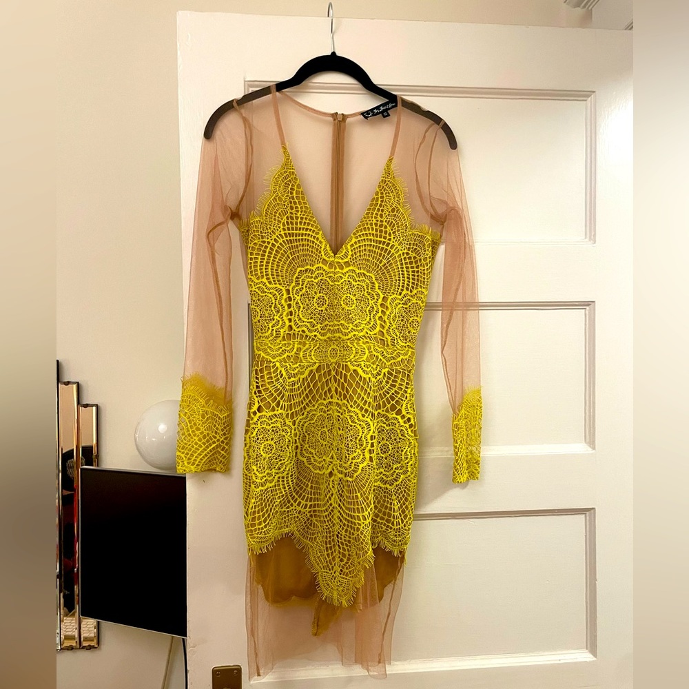 For love & lemons Antigua sheer mini dress long sleeve size small